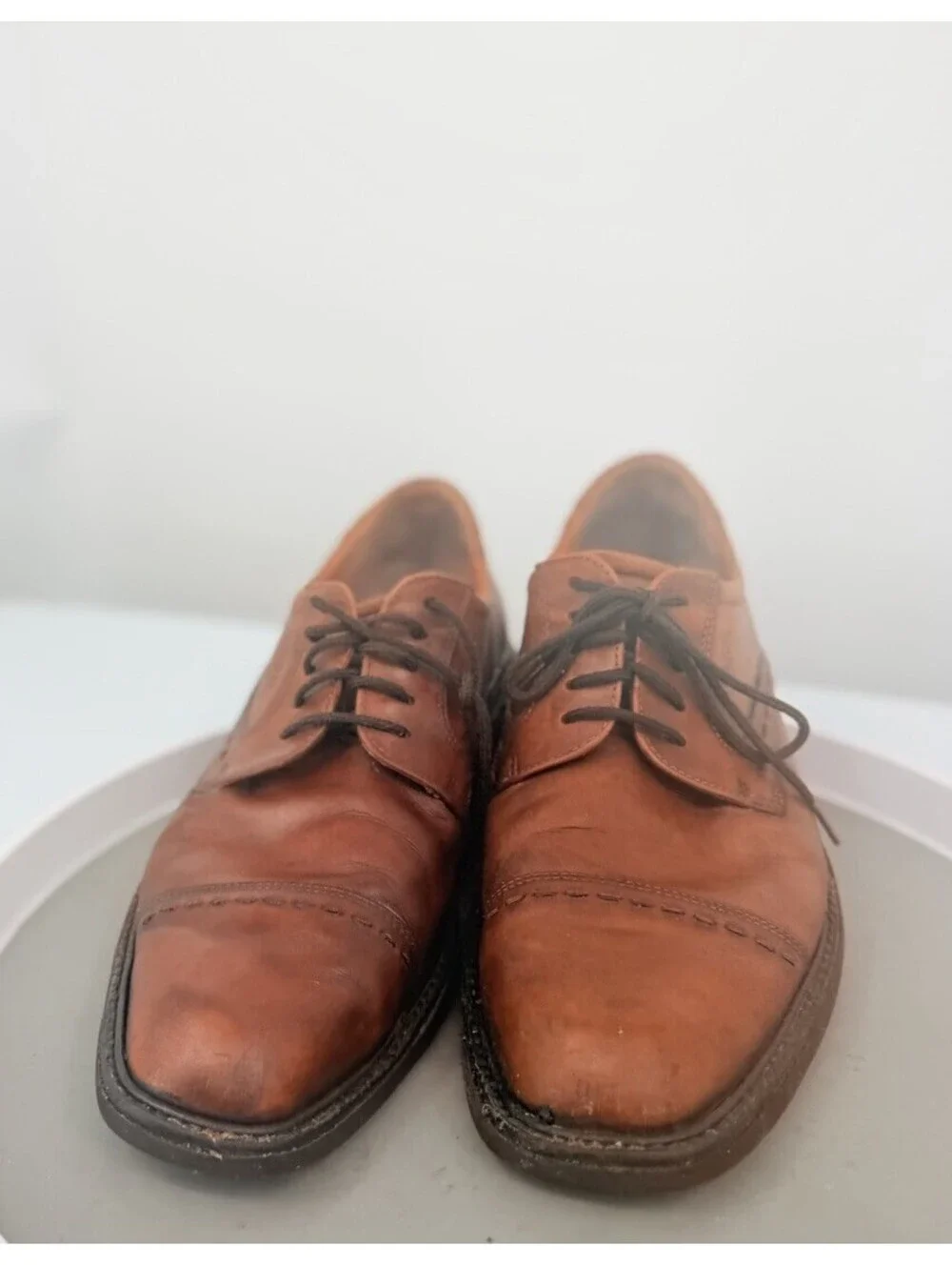 ECCO Men's Cap Toe Derby Dress Shoes Brown Leather Extra Width US 10.5 Vibram